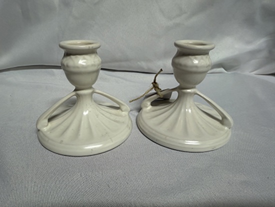 Pair of Roseville Ivory Candle Holders