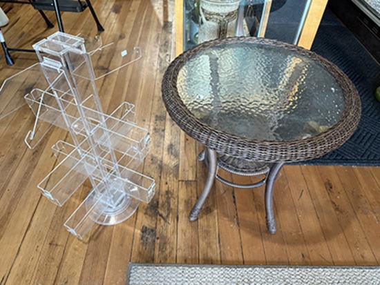 Wicker 21 in. Wide Side Stand & Plastic Display