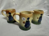 Set of 3 Early Roseville Pre 1916 Holland Mugs