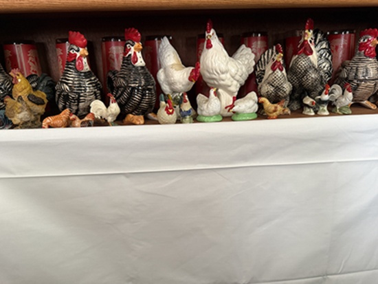 Glasses & Chicken Figurines