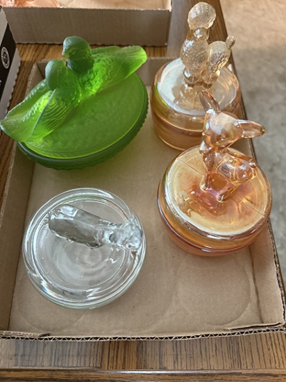 Covered Powder Dishes & Bird Dish