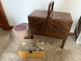 Sewing Stand & Boxes All Full of Sewing Supplies