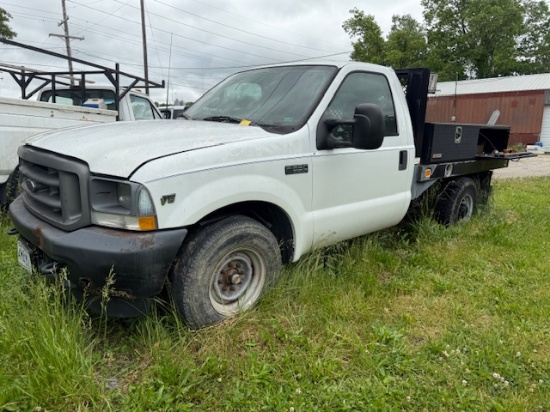 Salvage Truck 2004 F250, Engine Fire, Good Flatbed & Weatherguard Side Boxes