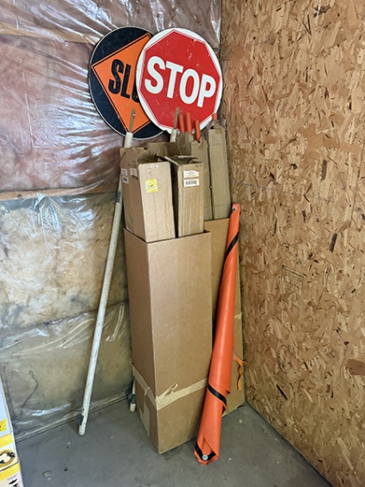 Granger 36 in. Vinyl, (2) Flagger Symbol (2) Road Work Ahead & Slow & Stop Hand Signs