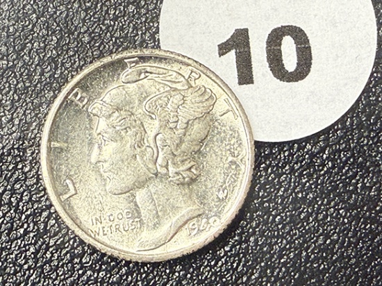 1940-S Mercury Dime, Top & Bottom - Split Bands