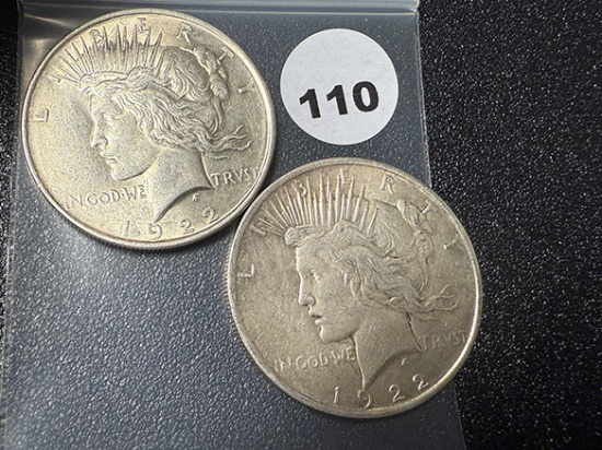 (2 X $) 1922 Peace Dollars