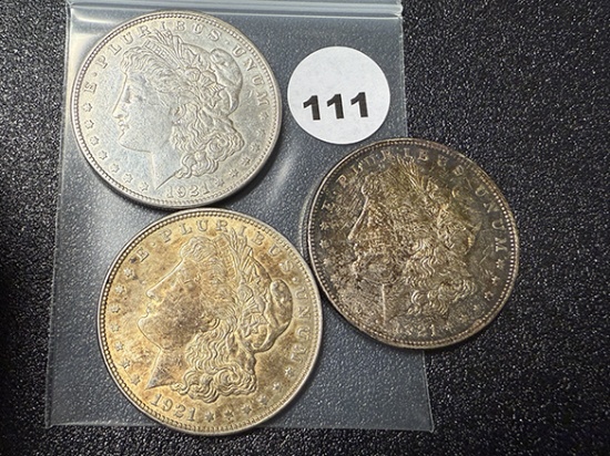 (3 X $) 1921-S, (2) 21 Morgan Dollars