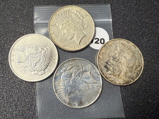 (4 X $) (3) 1922, 22-D Peace Dollars