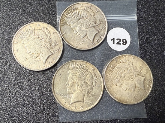 (4 X $) 1923-D, (3) 23 Peace Dollars