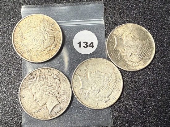 (4 X $) 1924 Peace Dollars