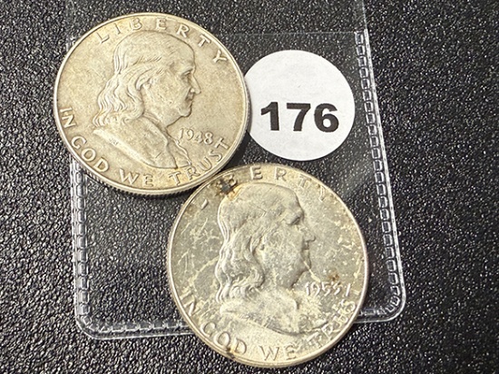 1948, 53 Franklin Half Dollars