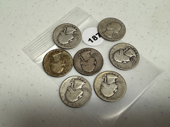 1940, 40-S, (3) 42, 42-D, 48-D Washington Quarters