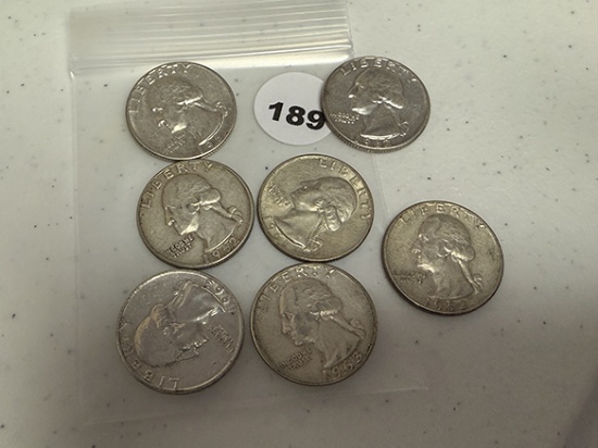 1961, 61-D, 62, 62-D, 63, (2) 63-D Washington Quarters