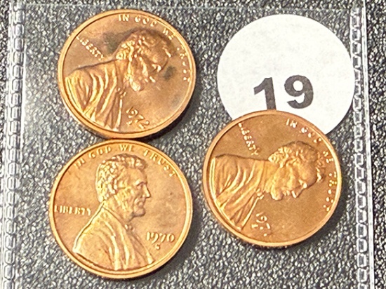 Proof 1970-S, 71-S, 72-S Lincoln Cents