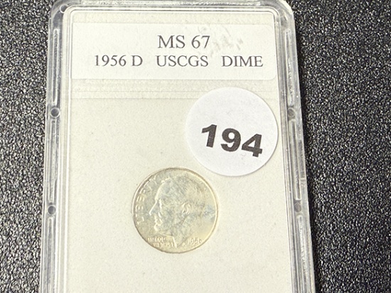 1956-D Roosevelt Dime USCGS MS67