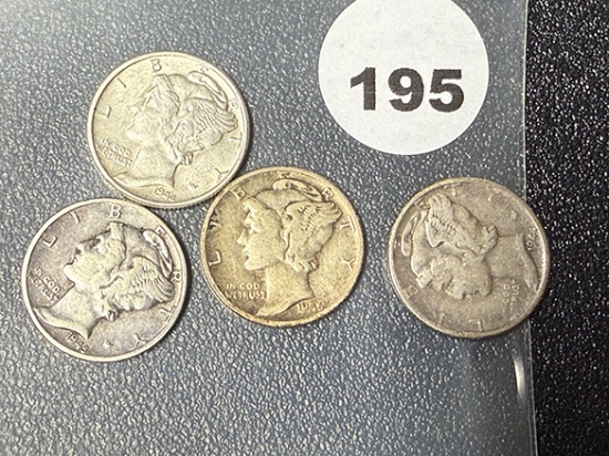 (2) 1944, 45, 45-D Mercury Dimes