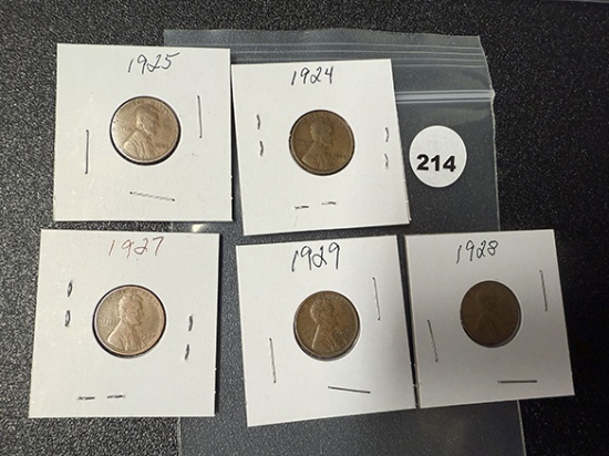 Lot of (5) 1920s Lincoln Cents