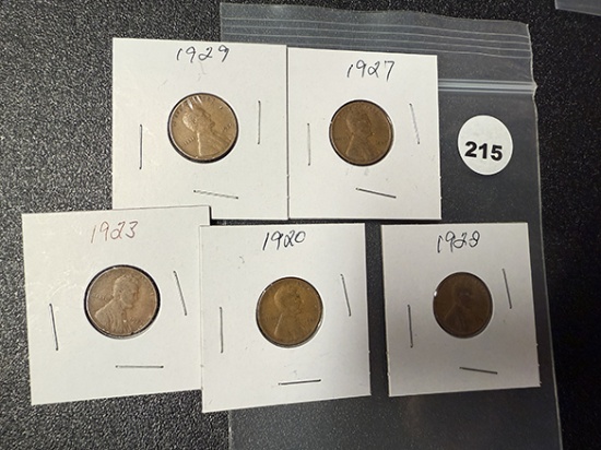 Lot of (5) 1920s Lincoln Cents