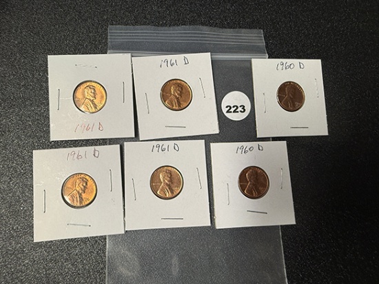 Lot fo (6) 1960s Lincoln Cents, UNC