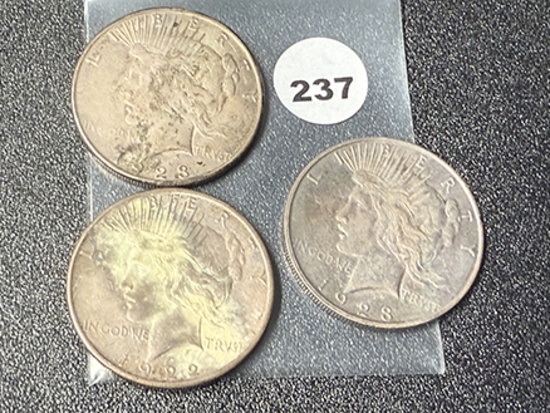 (3 X $) 1922-S, (2) 1923-D-S Peace Dollars