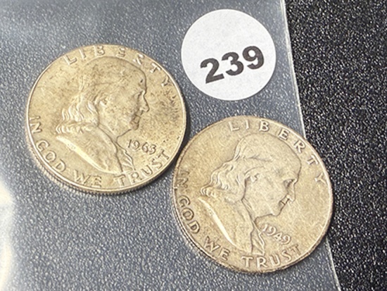 1949, 1963 Franklin Half Dollars