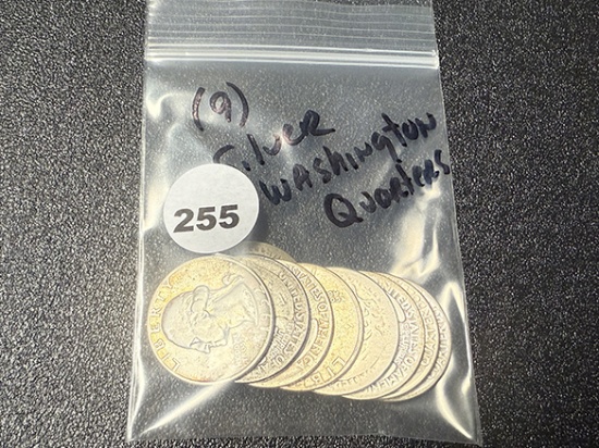 (9) Silver Washington Quarters