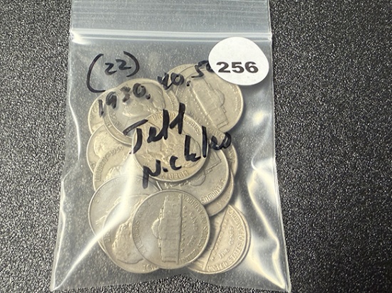 (22) 1930, 40, 50 Jefferson Nickels