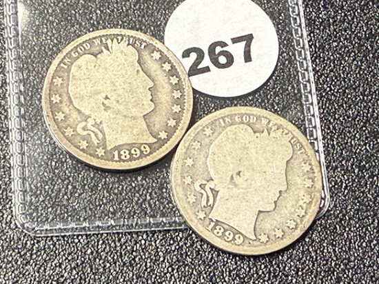 (2) 1899 Barber Quarters
