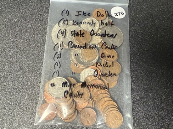 Bag of US and Canadian Coins