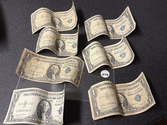 (4) 1935 Series and (3) 1957 Series Silver Certificates, Circulated