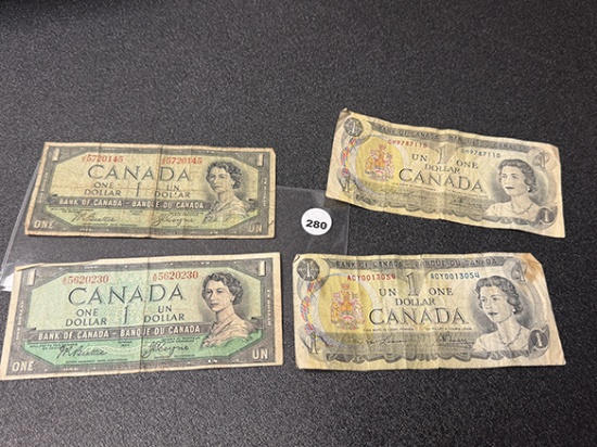 (2) 1954, (2) 1973 Canadian Currency