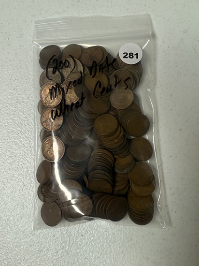 (200) Mixed Date Wheat Cents