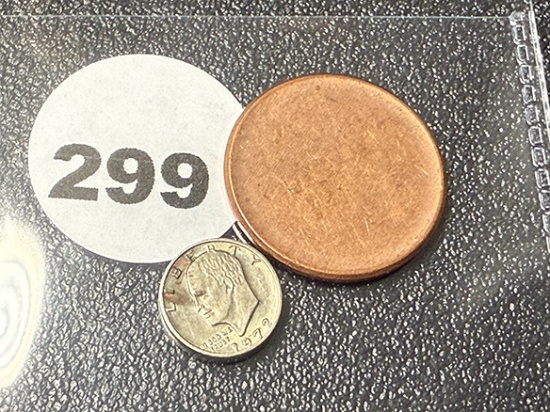 Unstamped Copper Pennie, Miniture Ike Dollar