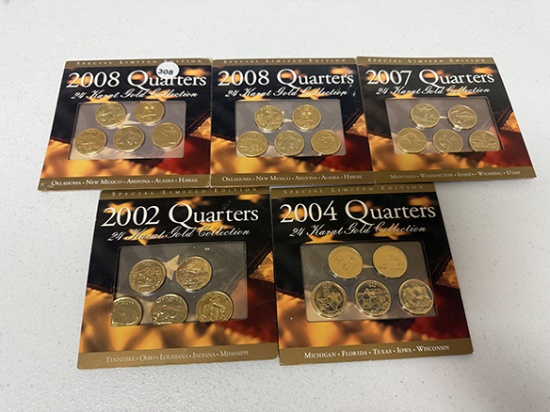 (5) Assorted 24kt Gold Quarter Collection