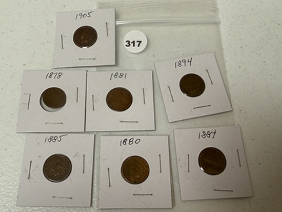Lot of 7 Indian Head Cents