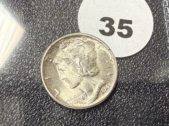 1945-D Mercury Dime, FSB