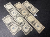 (1) 1935 Series, (5) 1957 Series $1 Silver Ceertificate, Circulated