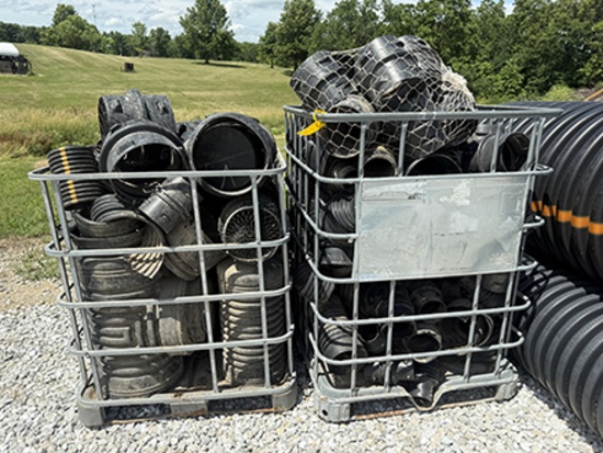 2 Baskets of Assorted Tile Pipe Fittings