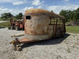 Older 16 ft. Bumper Hitch Livestock Trailer, NO Title, Sells w/ Misc. Tile Pipe, etc.