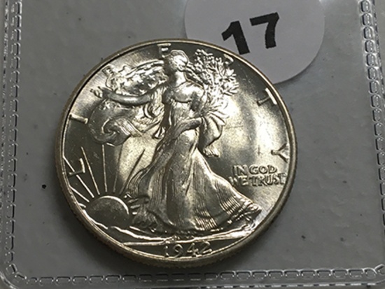 1942 Walking Liberty Half, BU