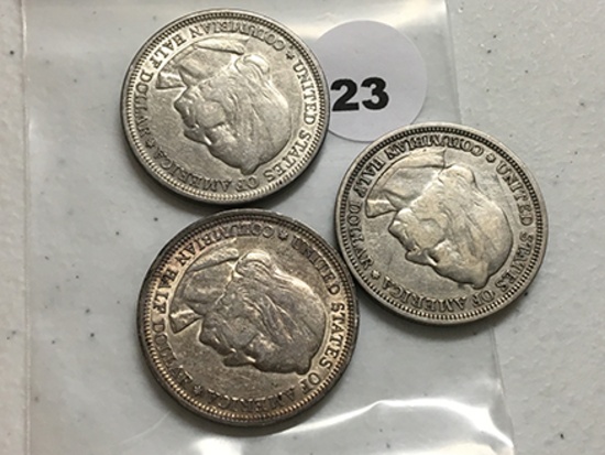 (3) 1893 Columbian Half Dollars