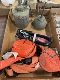 Battery Cable, (2) Oil Cans & Straps
