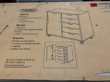 N.I.B Halifax 31 in. Wide X 16 in. Deep X 27 in. Tall Roll Around White Finish 5 Drawer Wood Cabinet
