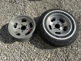 (2) 5 Bolt Universal Mag Wheels, 205/75R15 Tire