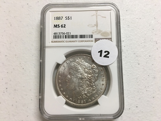 1887 Morgan Dollar, NGC MS62