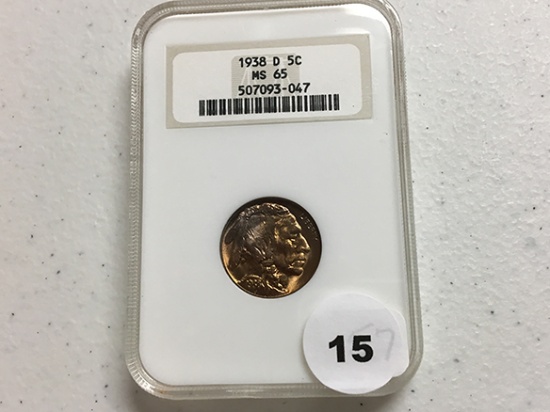 1938-D Buffalo Nickel, NGC MS65, Nicely Toned