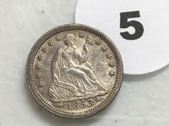 1853-O Seated Half Dime, Arrows