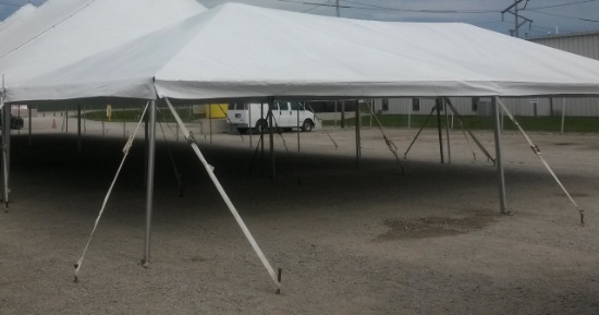 O'Henry White 1 pc. 20 ft. X 40 ft. Frame Tent, 7 ft. Side Poles