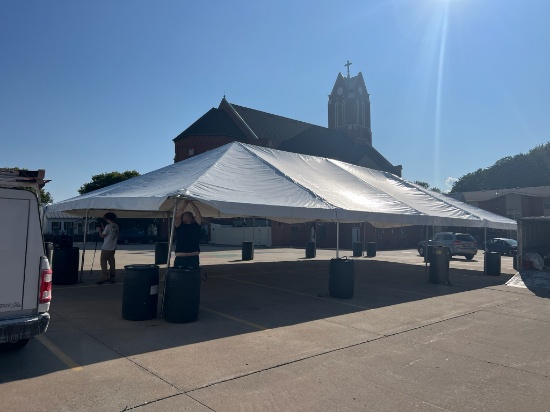 O'Henry White 3 pc. 30 ft. X 60 ft. Frame Tent, 7 ft. Side Poles