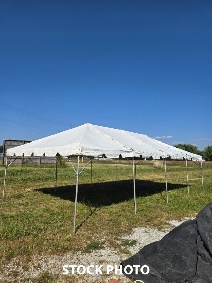 Anchor White 4 pc. 16 ft. X 32 ft Frame Tent, 7 ft. Side Poles